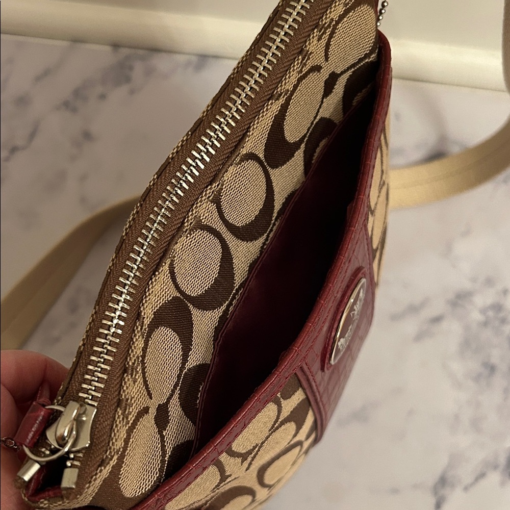 Coach Red and Brown Crocodile Crossbody Bag - Picture 6 of 10